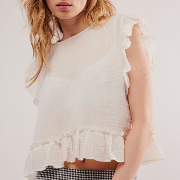 Free People Tops - Free People Ivory Ruffle Sleeve Top